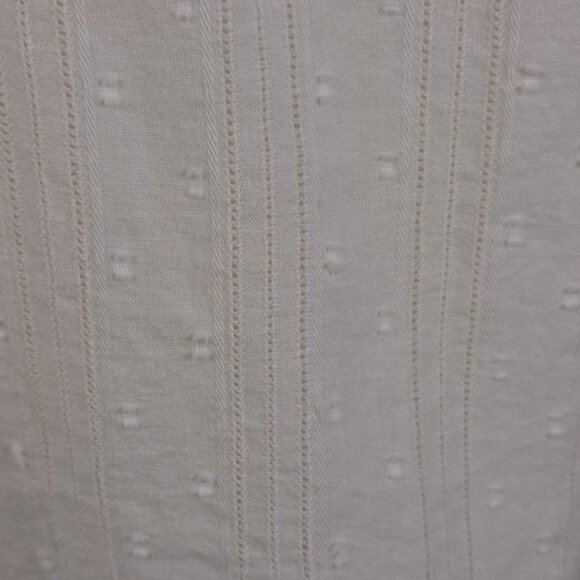 Westport Size Large White Cotton Blouse Smocked Neckline Blue Embroidery Eyelet - Picture 5 of 14